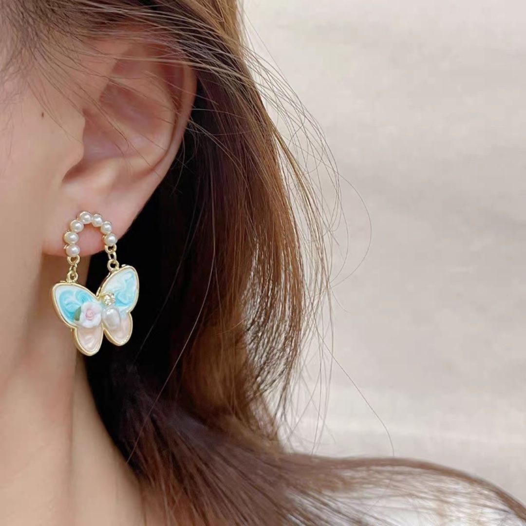 Whimsical Winged Pearls Earrings