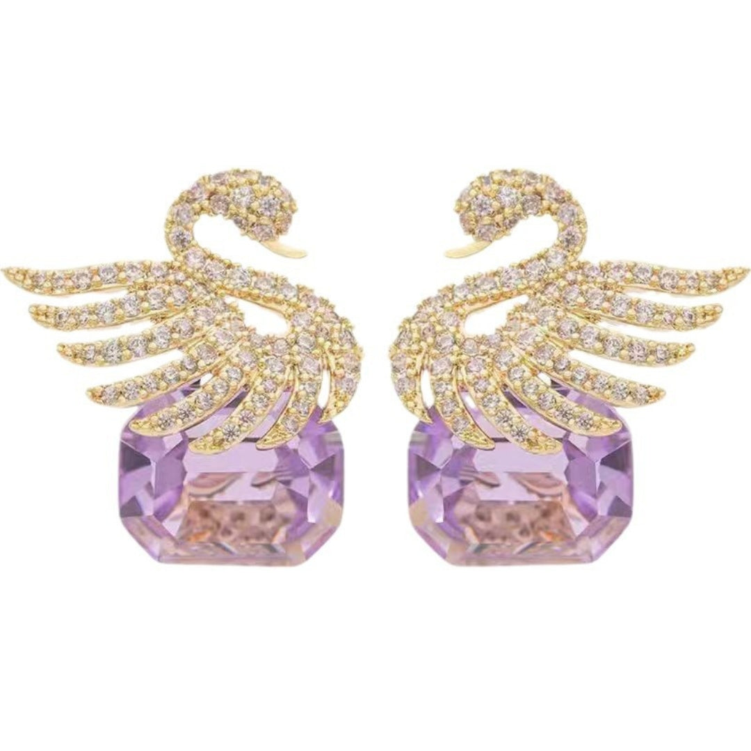 Amethyst Swan Serenade Earrings