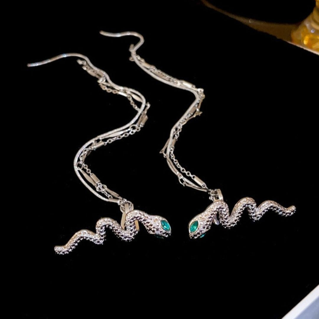 Emerald Serpent Cascade Ear Cuff Earrings