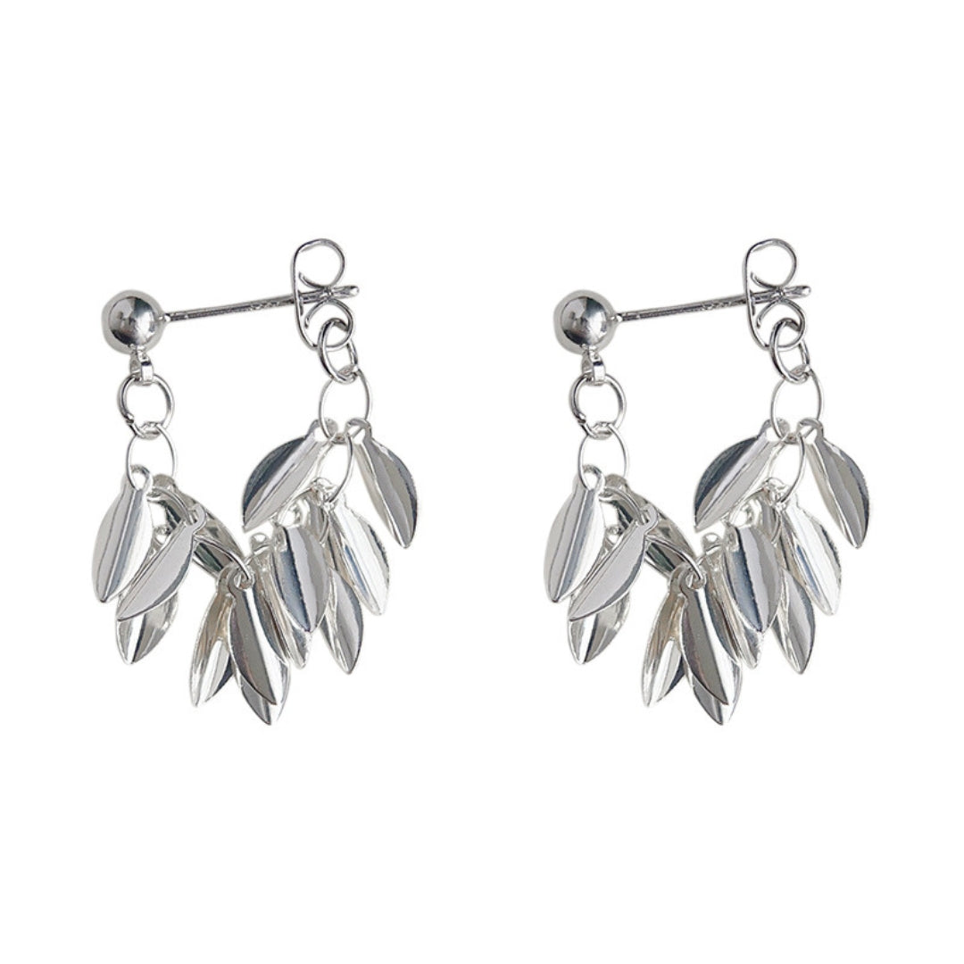 Silver Leaf Cascade Earrings