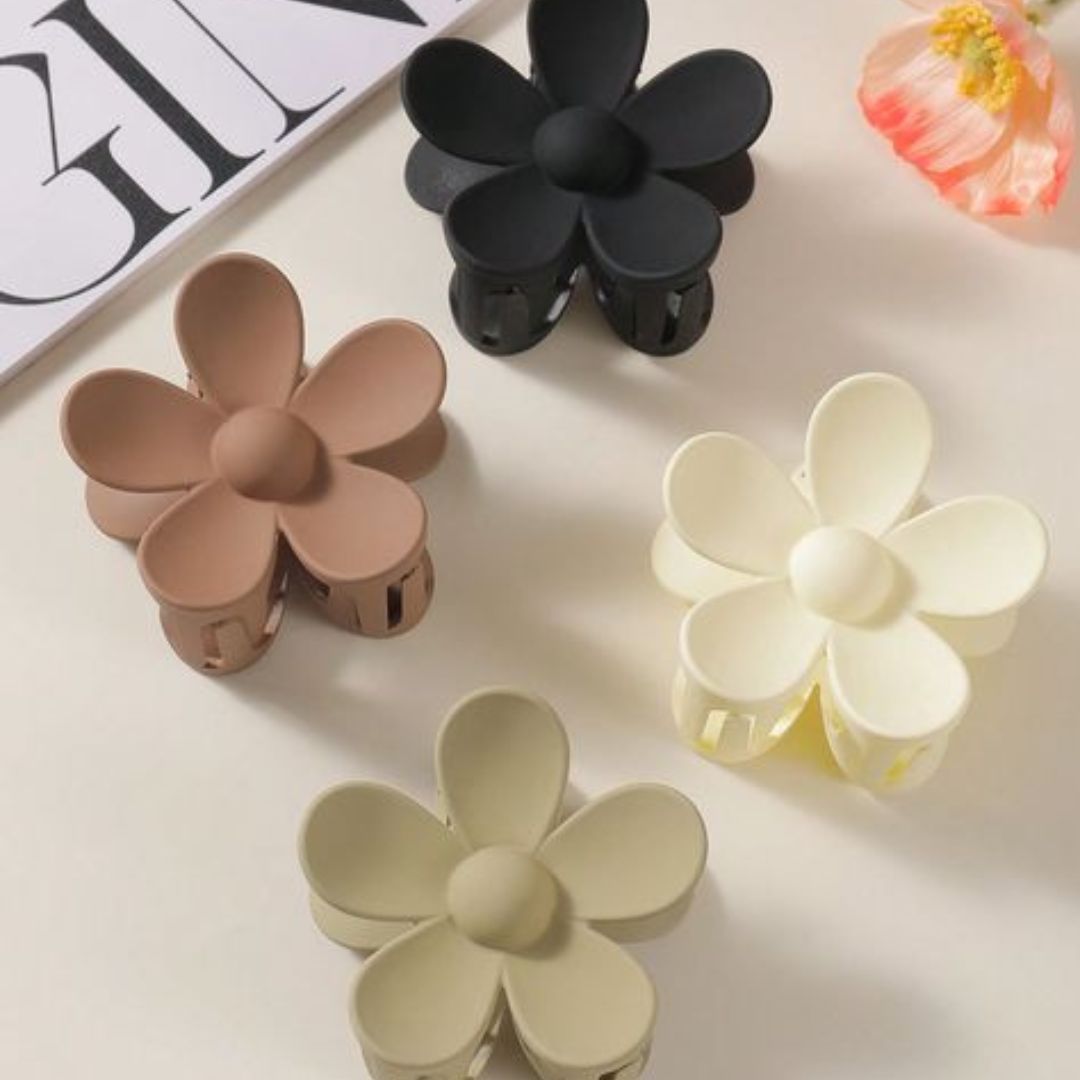 Matte Flower Claw Clips