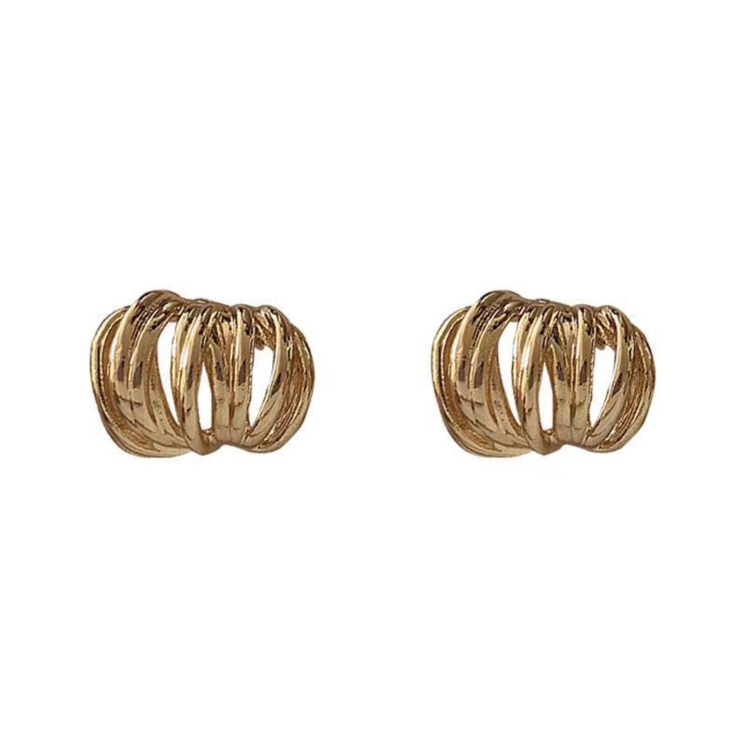 Golden Ripple Studs Earring