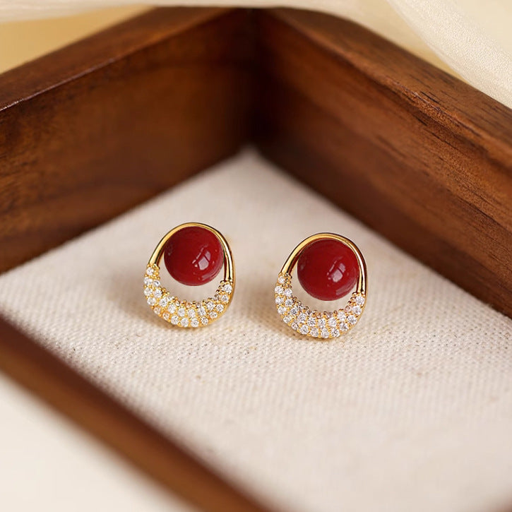 Garnet Glow Studs Earrings