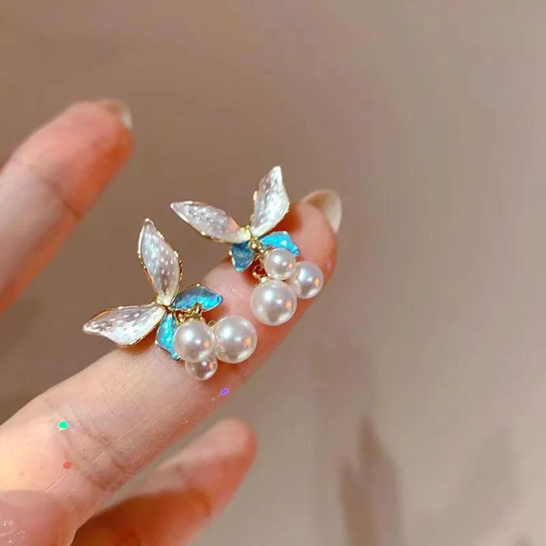 Celestial Butterfly Pearl Earrings
