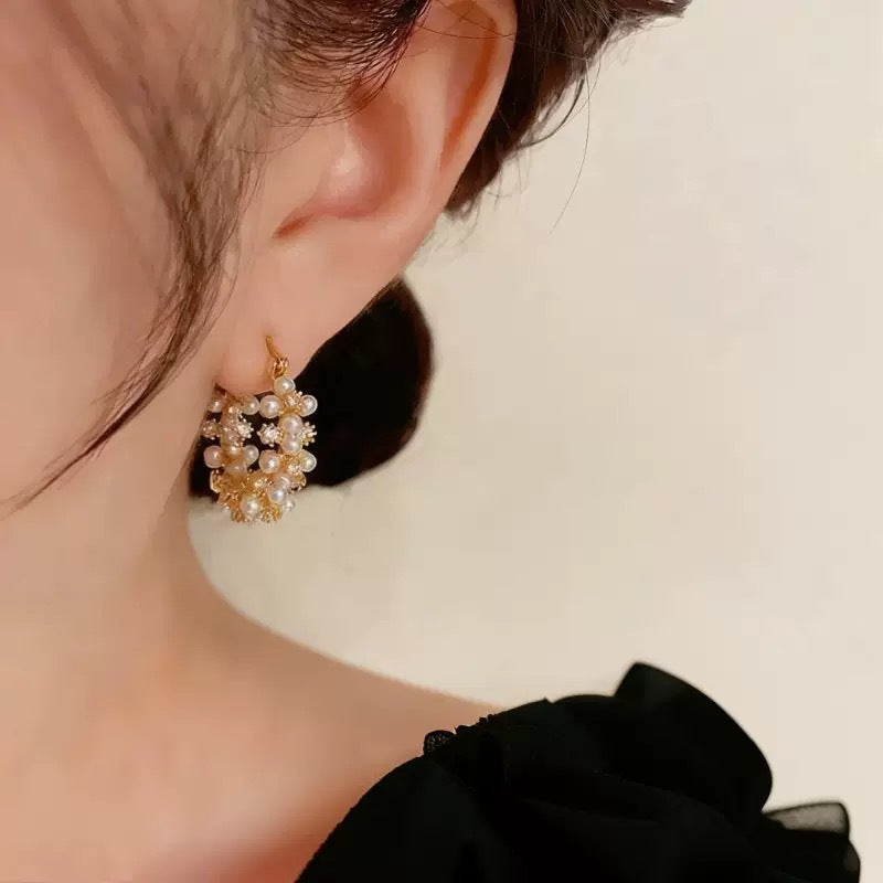 Celestial Pearl Hoops Earring