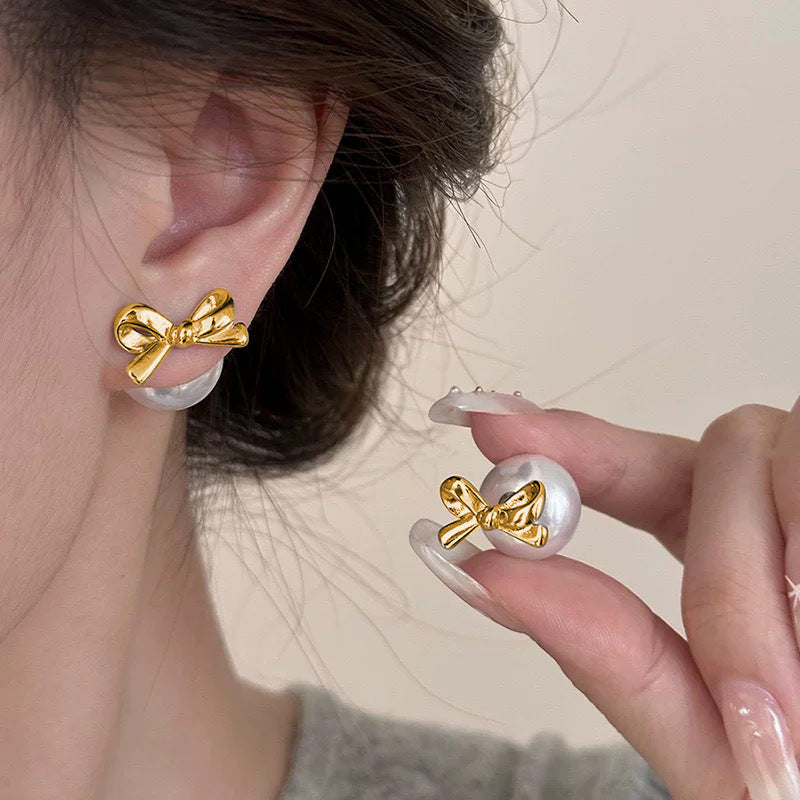 Classic Bowknot Pearl Earring