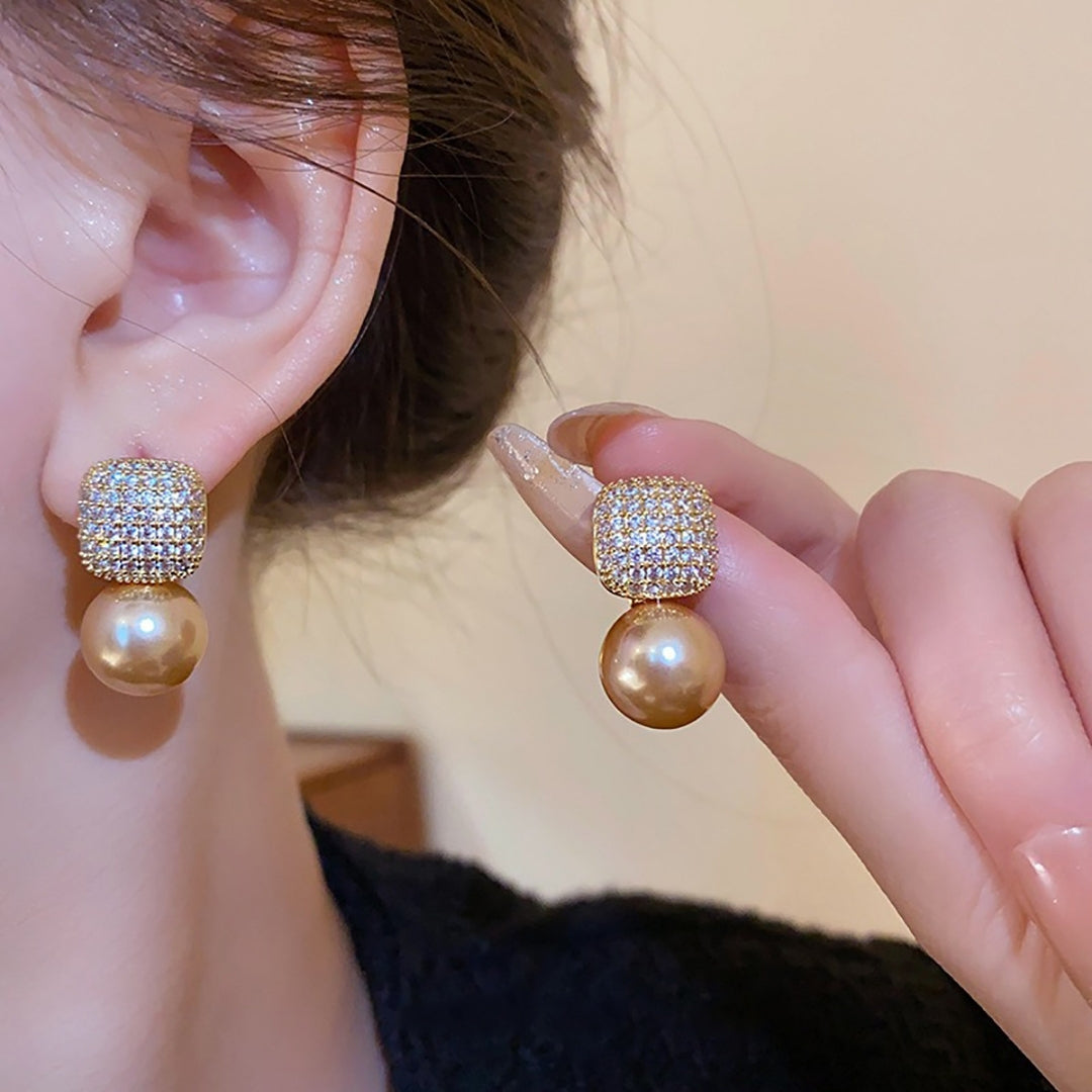 Haute Couture Zircon Pearl Earrings