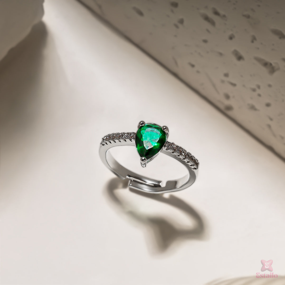 Emerald Tear Ring