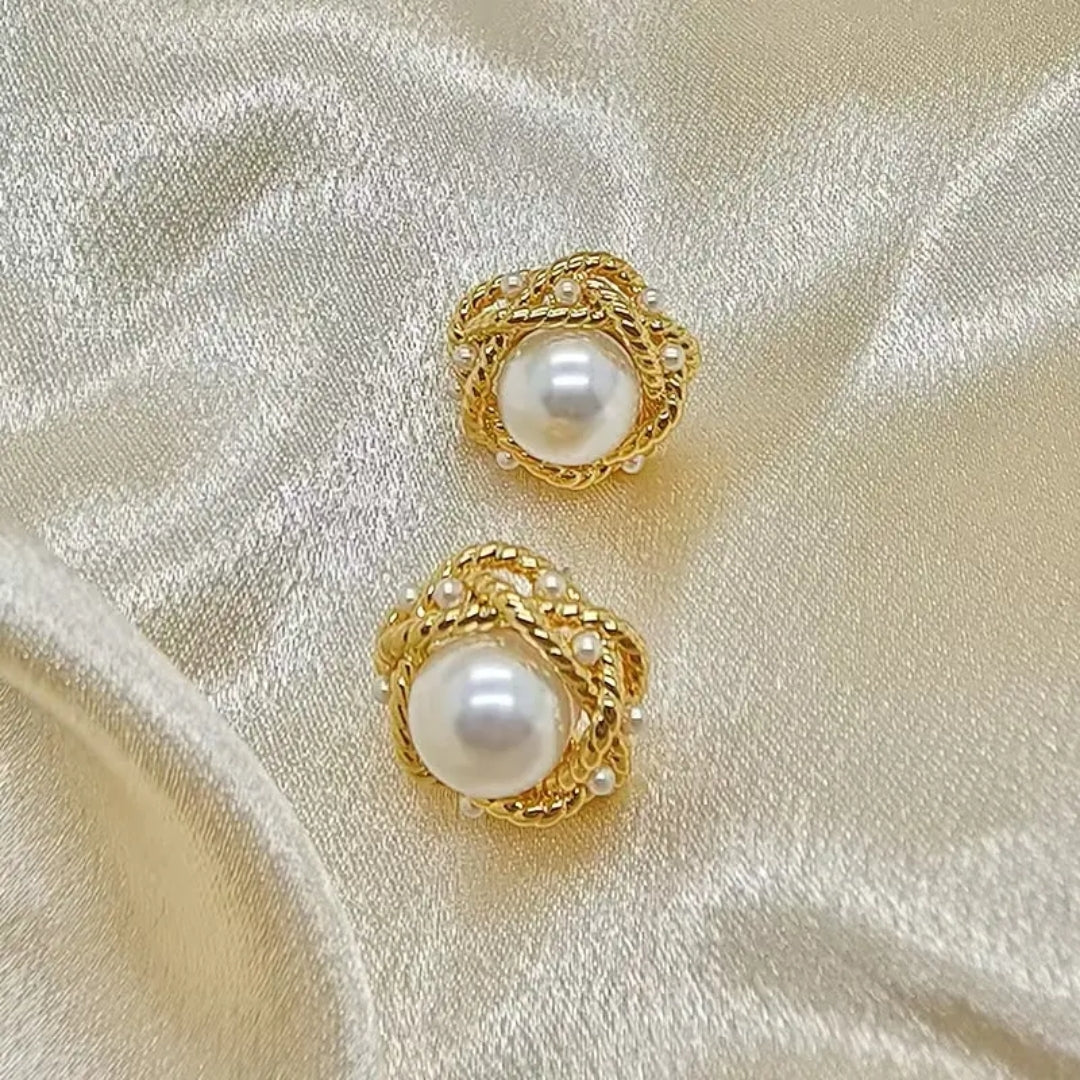 Golden Empress Pearl Studs Earrings