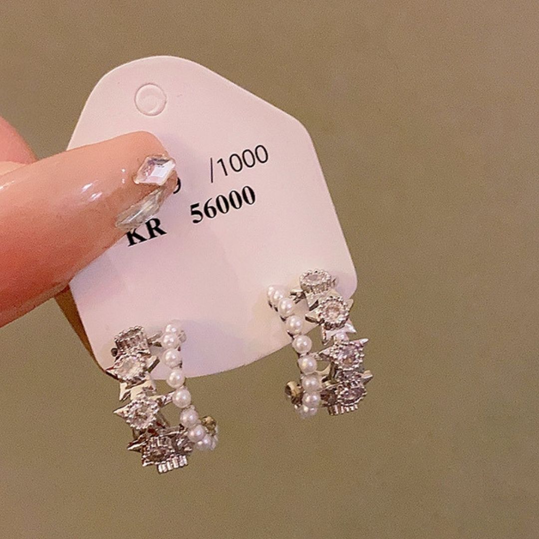 Pearl & Blossom Huggies Earrings