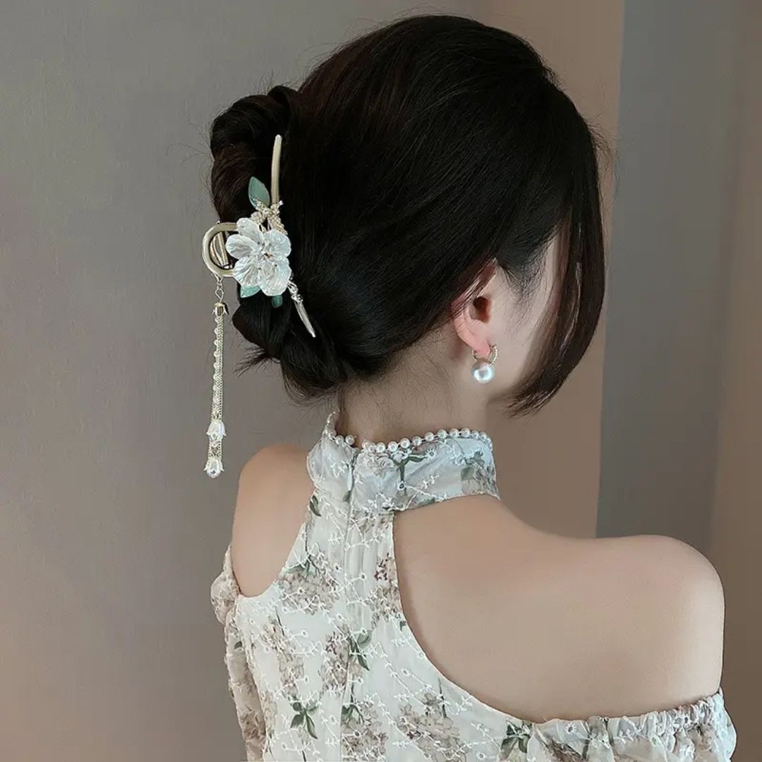 Flower Tassel Hair Claw Clip