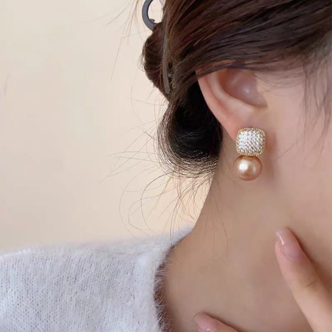 Haute Couture Zircon Pearl Earrings