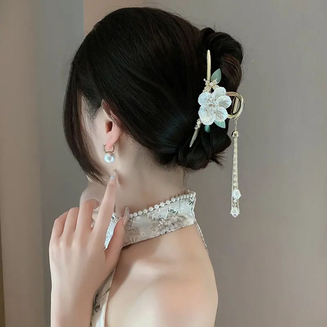 Flower Tassel Hair Claw Clip