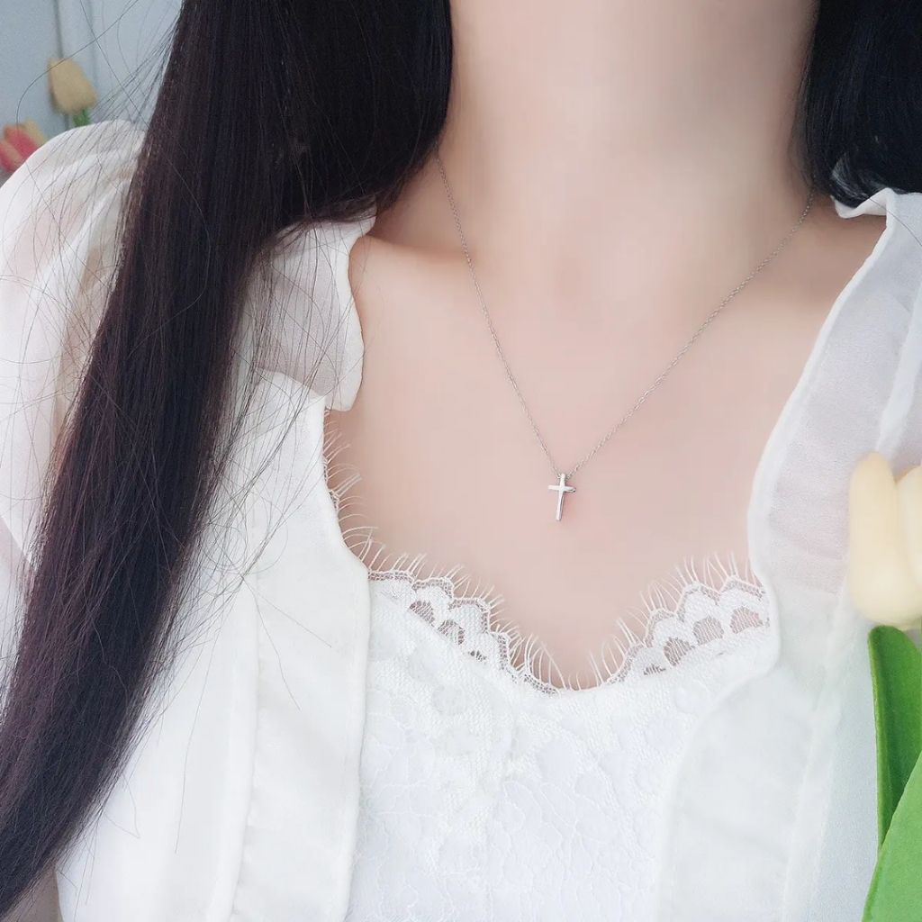 Silver Cross Statement Necklace