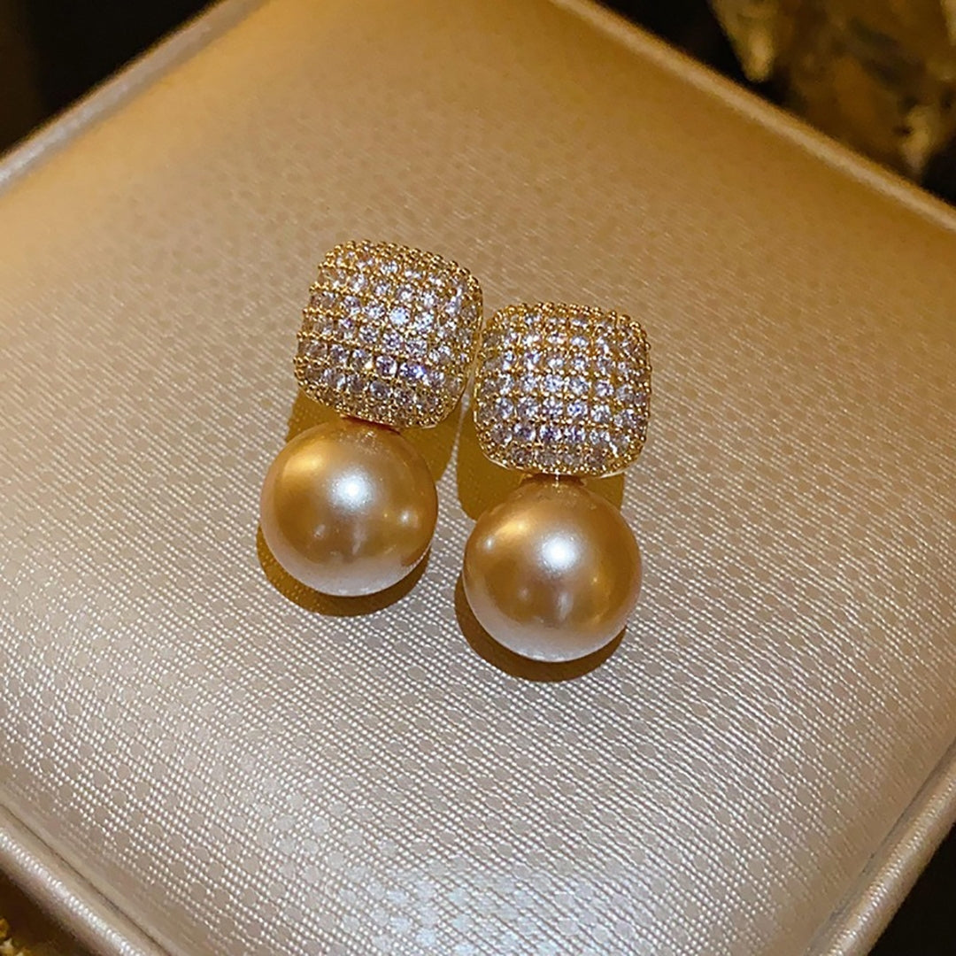 Haute Couture Zircon Pearl Earrings