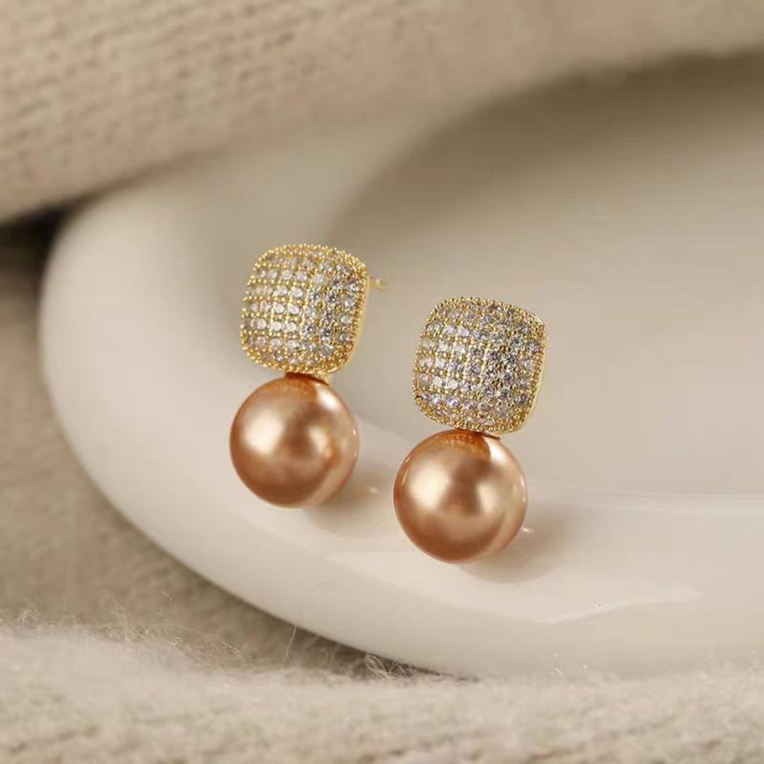 Haute Couture Zircon Pearl Earrings