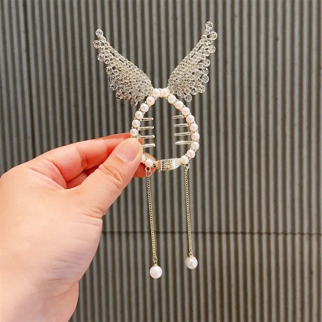 Angel Wings Pearl Claw Clip