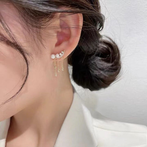 Celestial Pearl Chain Earrings