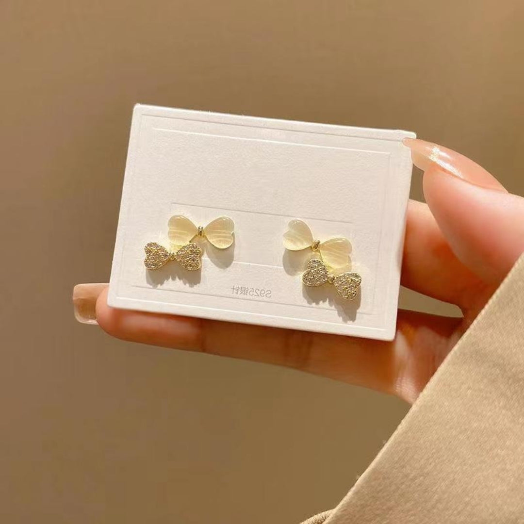Enchanted Heart Bow Earrings
