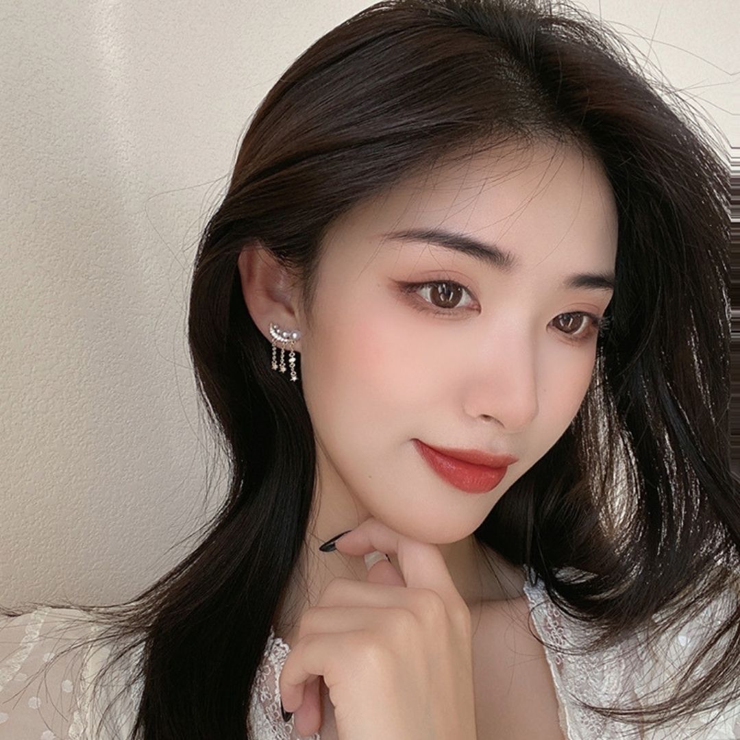 Celestial Pearl Chain Earrings