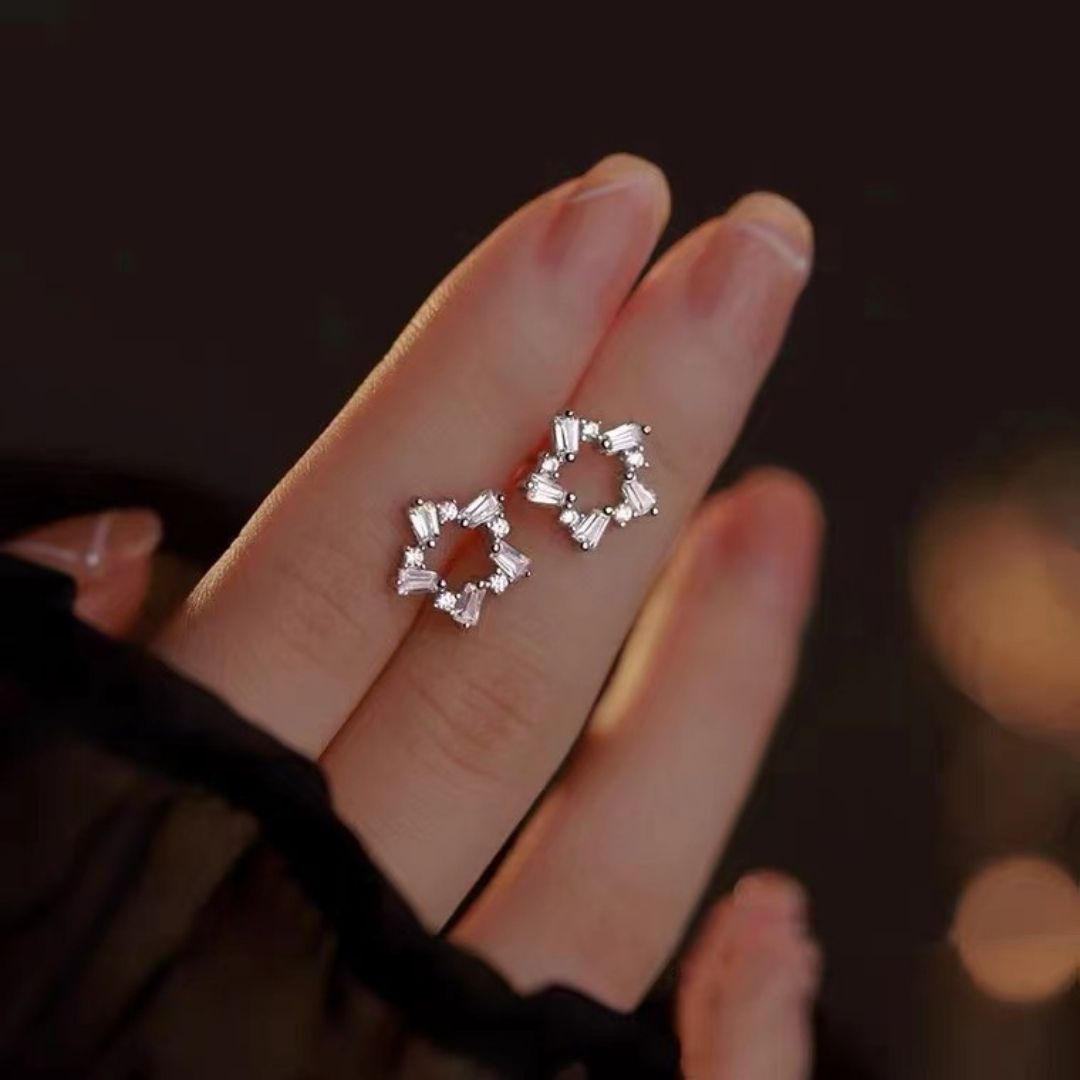 Glitzora Crystal Blossom Studs Earrings