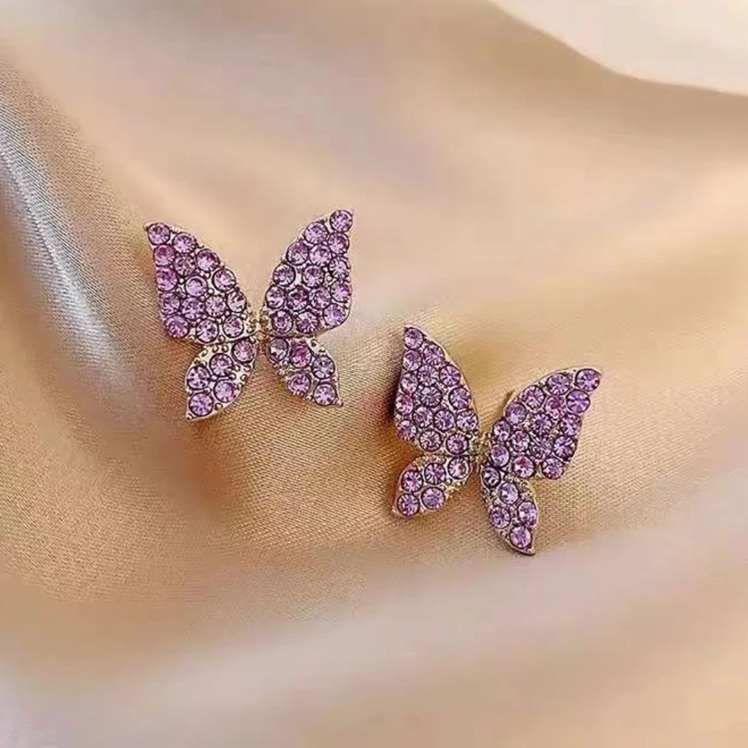 Purple Butterfly Stud Earrings