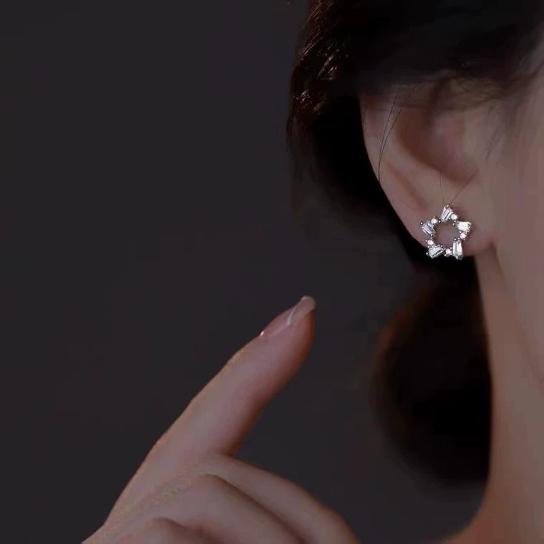 Glitzora Crystal Blossom Studs Earrings