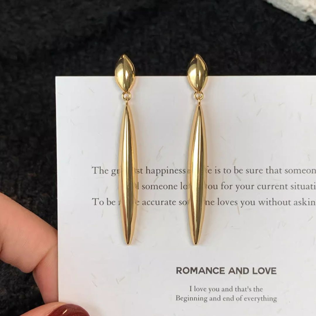 Golden Sleek Drops Earrings