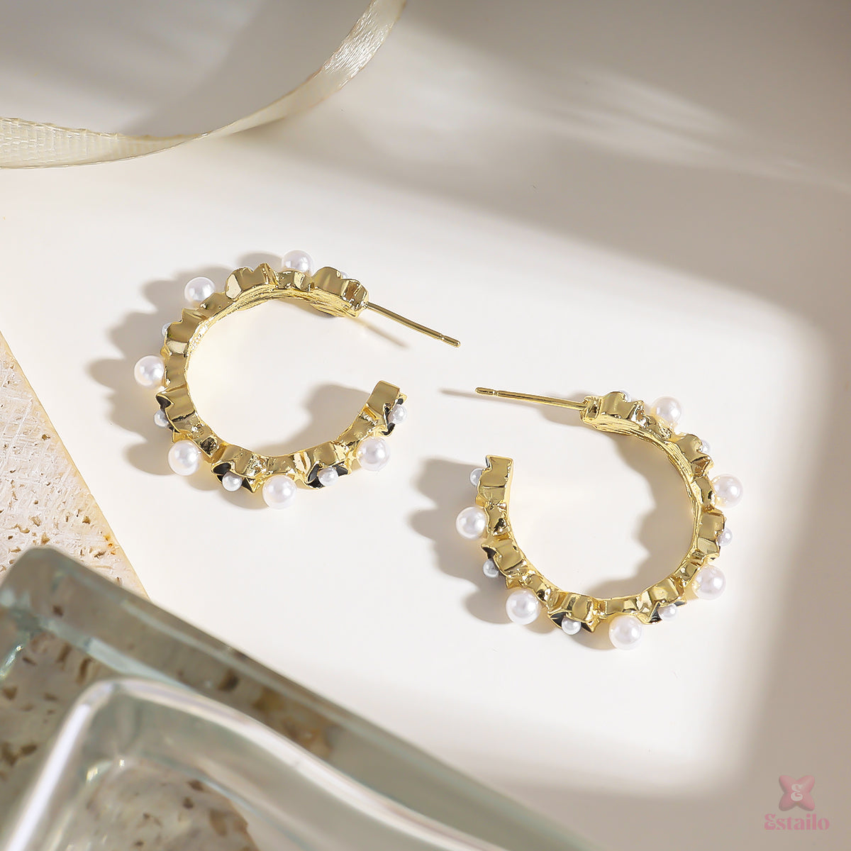 Pearlescent Blush Hoops Earrings