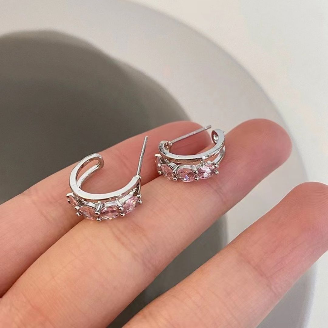Blush Sparkle Hoops Earrings