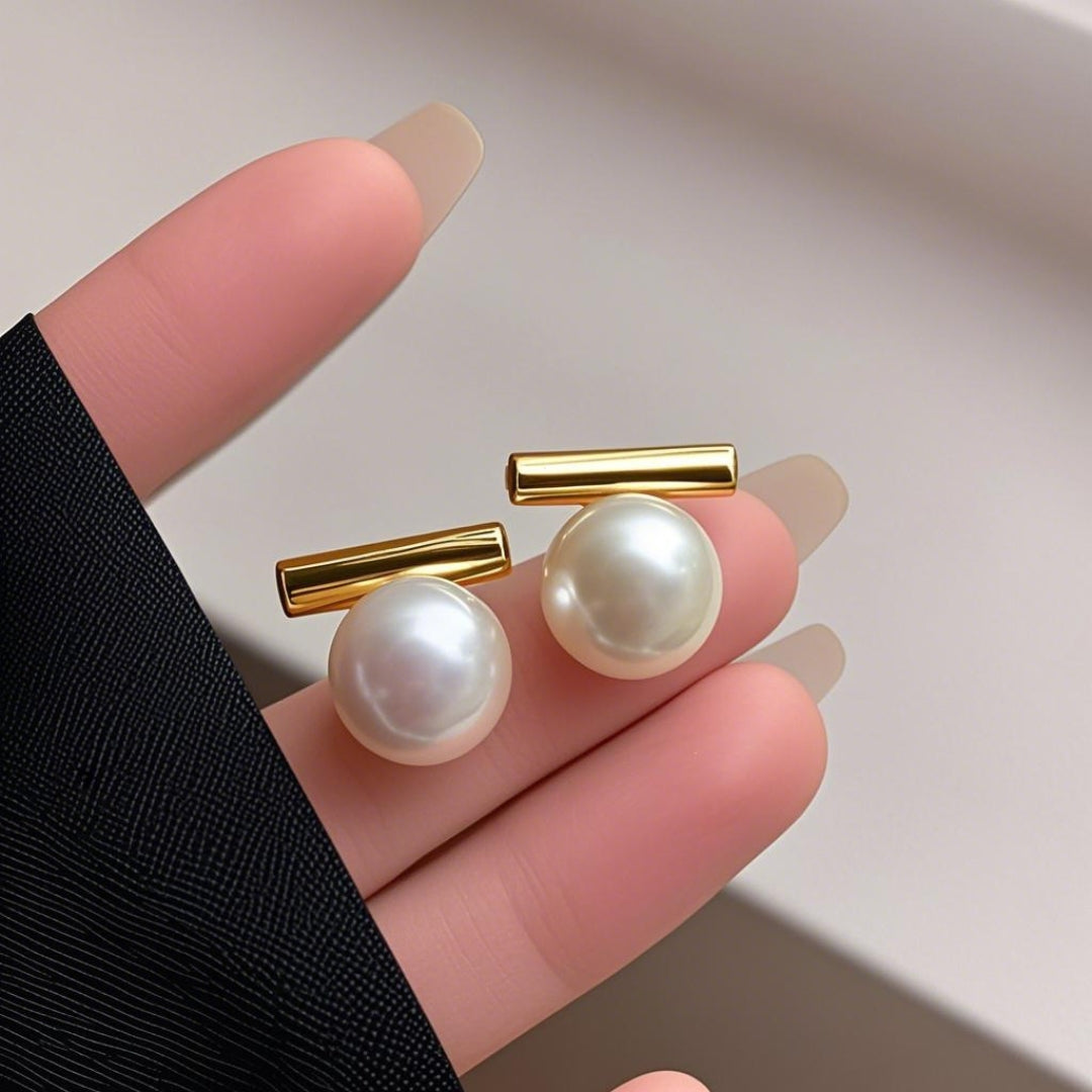 Minimalist Pearl Bar Earrings