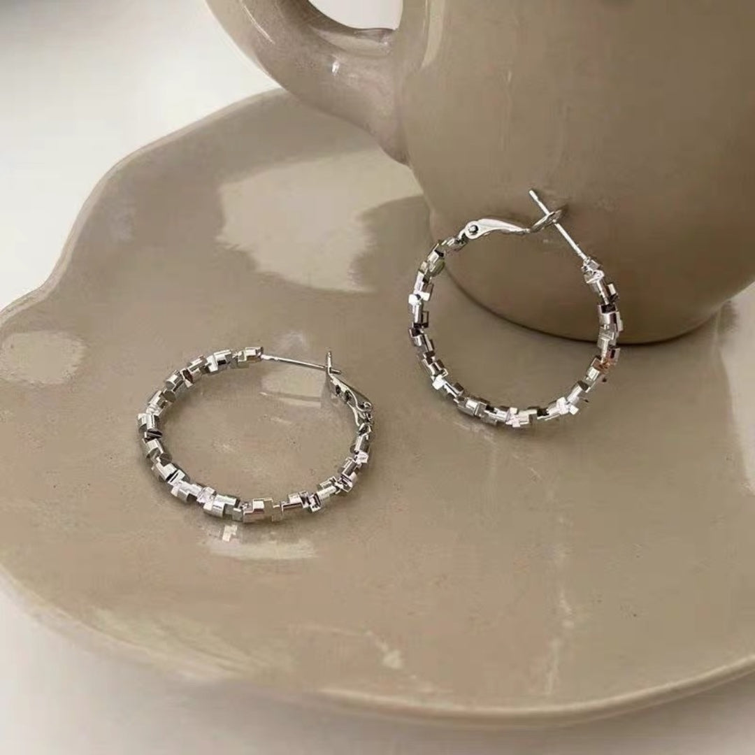 Modern Pave Hoop Earrings