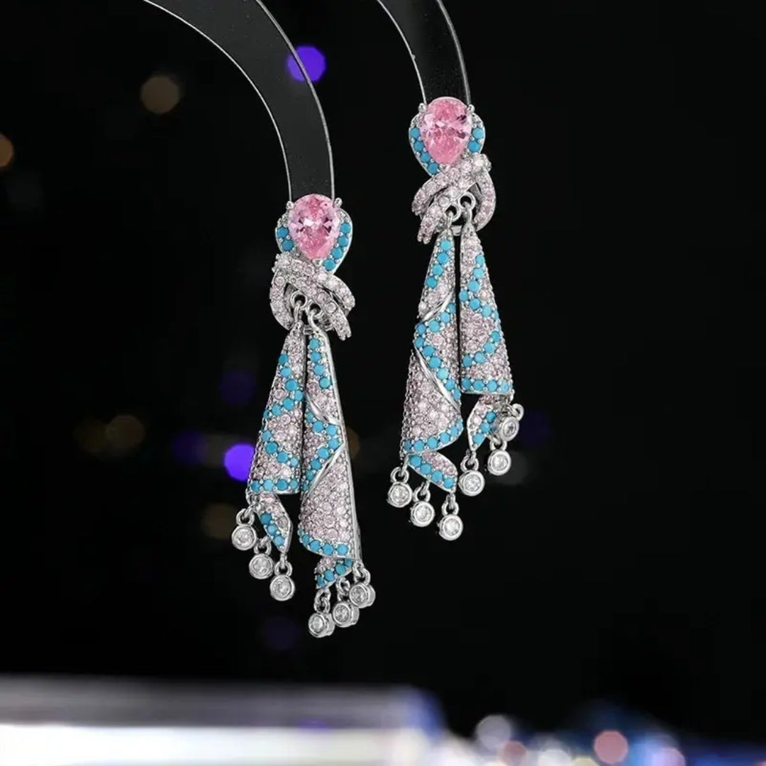 Rose & Azure Chandelier Earrings