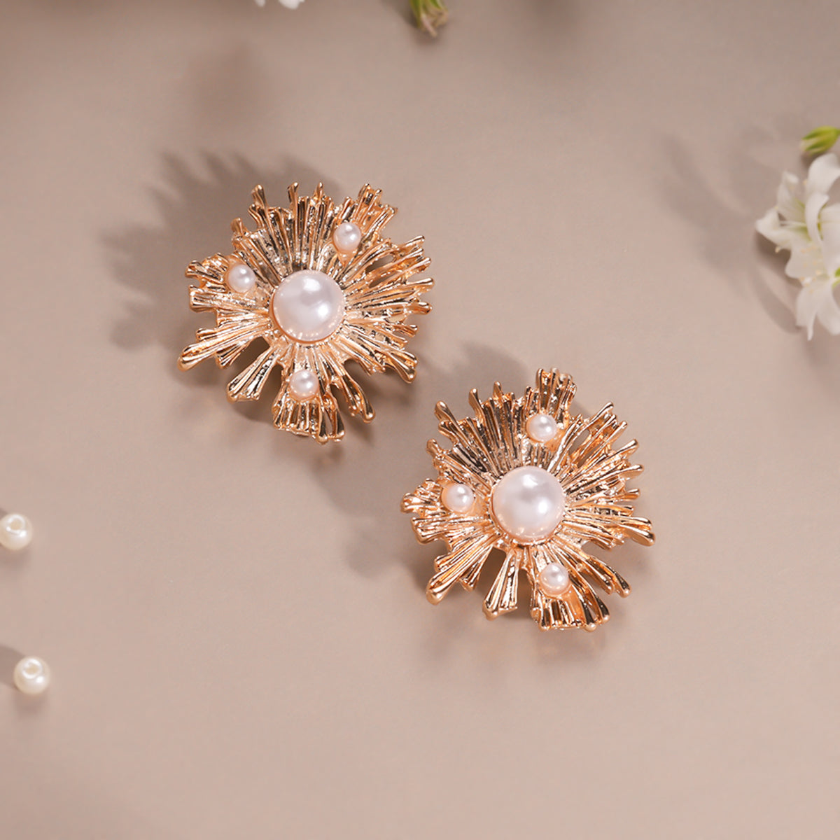 Pearly Petal Statement Earrings