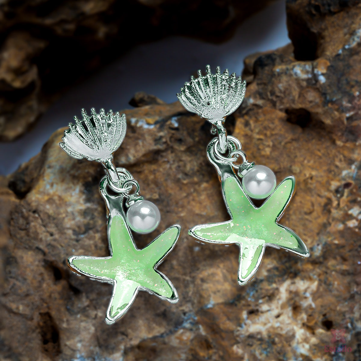 Starfish Pearl Drop Earrings
