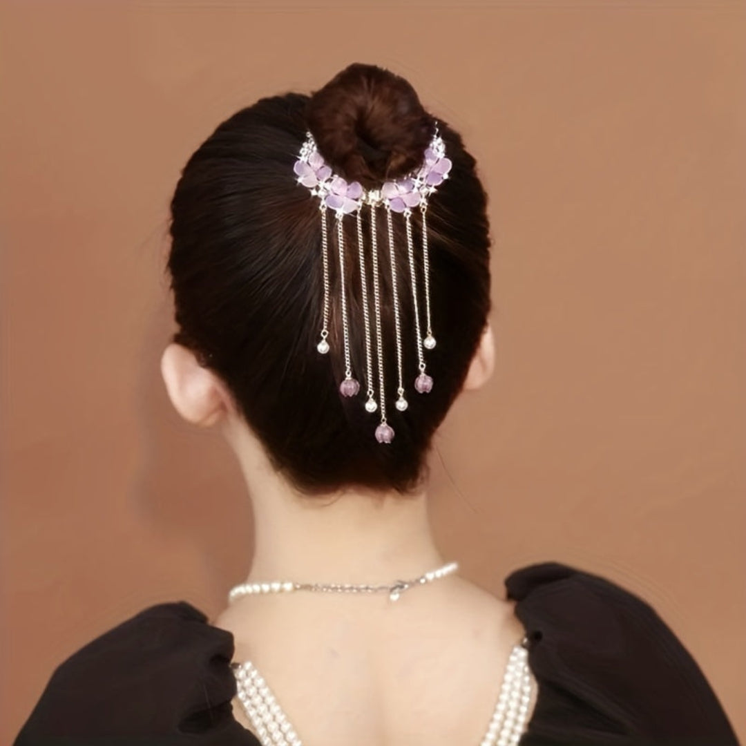 Floral Pearl Drop Claw Clip