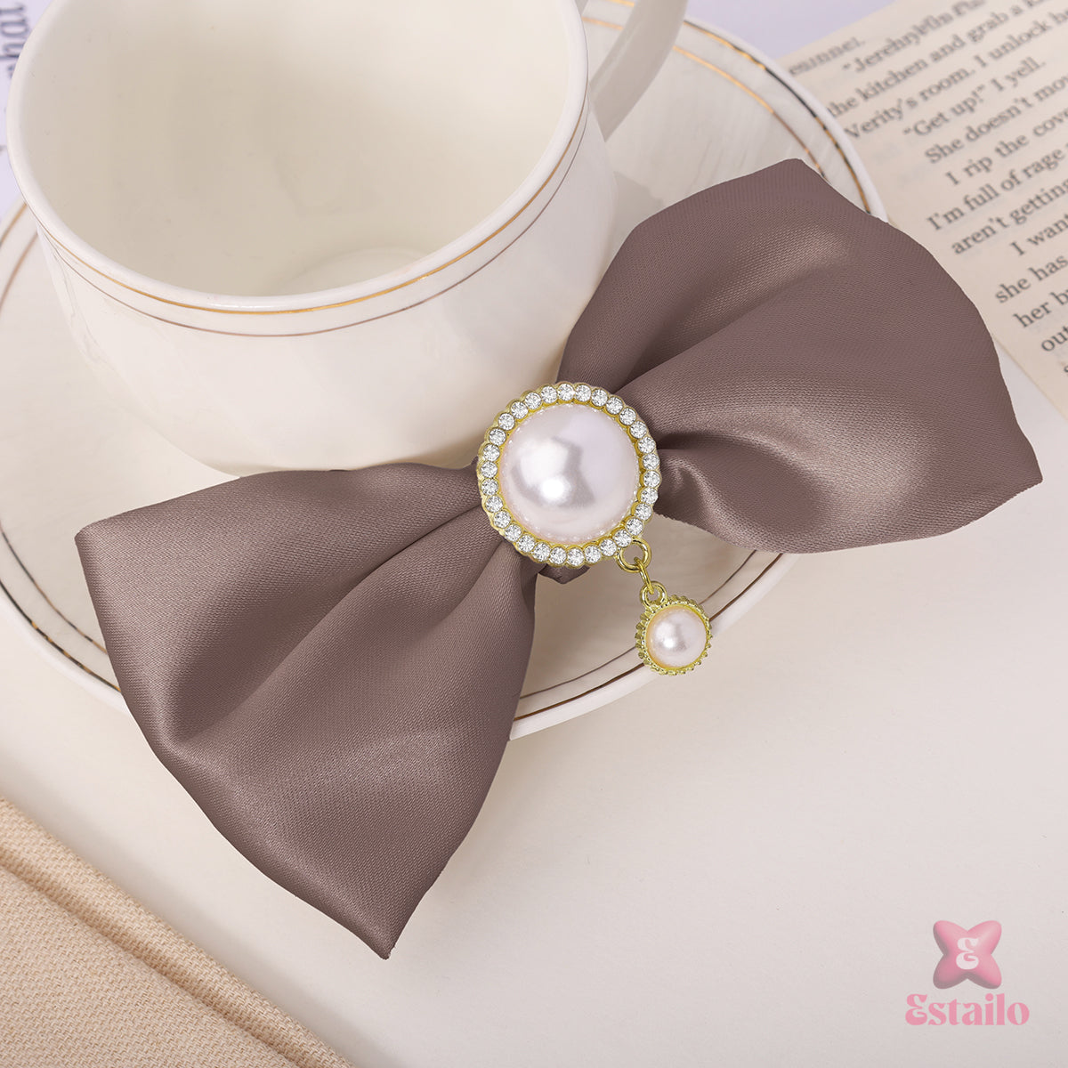 Pearl Drop Bow Hair Clip