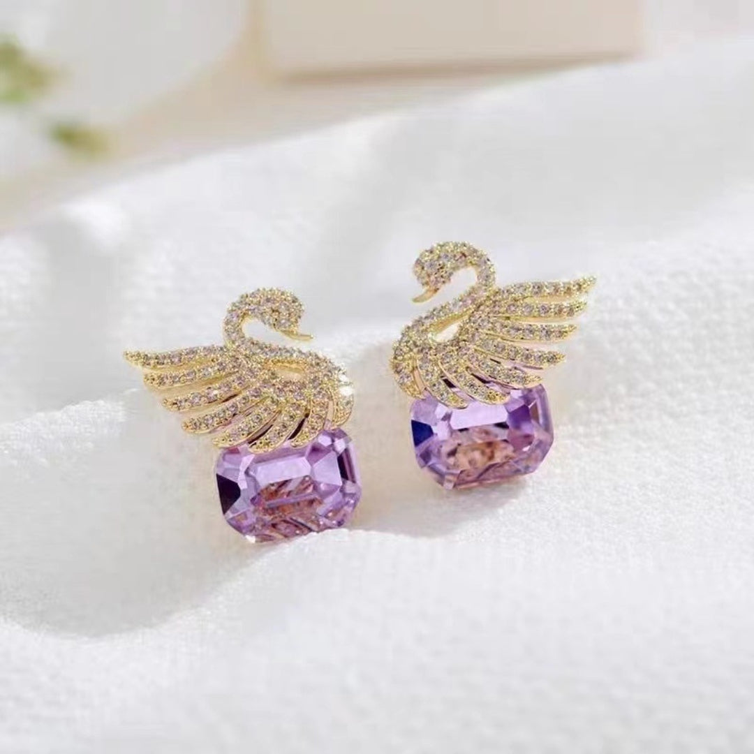 Amethyst Swan Serenade Earrings