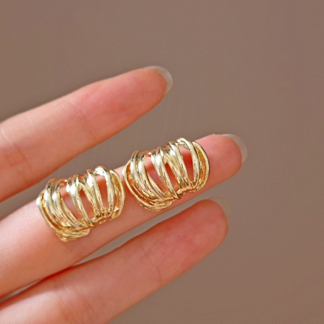 Golden Ripple Studs Earring