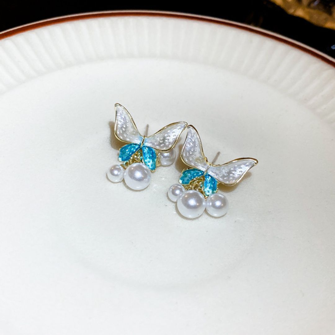 Celestial Butterfly Pearl Earrings