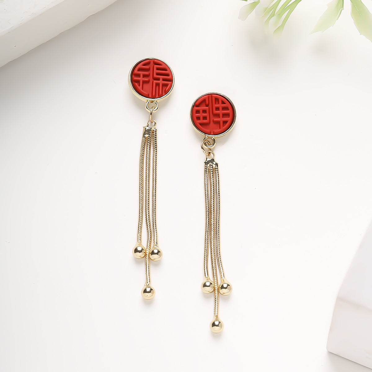 Red Velvet Long Chain Earrings