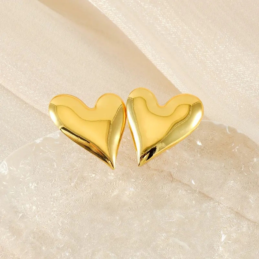 Golden Heart Stud  Earrings