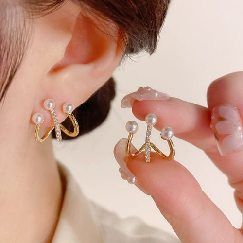 Trio Pearl Halo Earrings