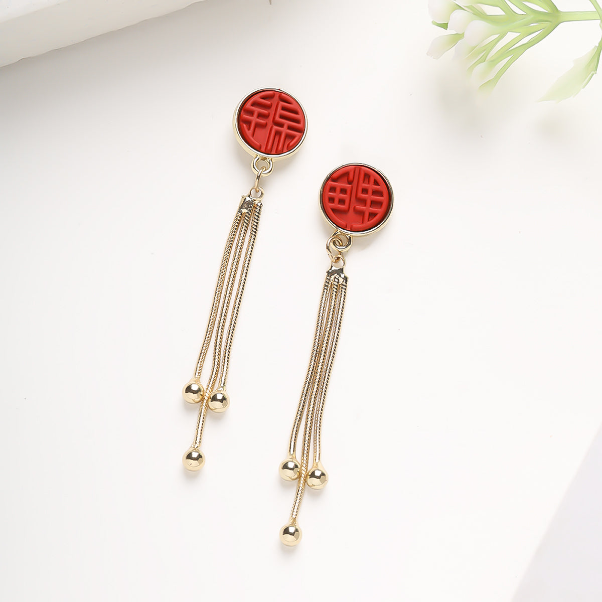 Red Velvet Long Chain Earrings