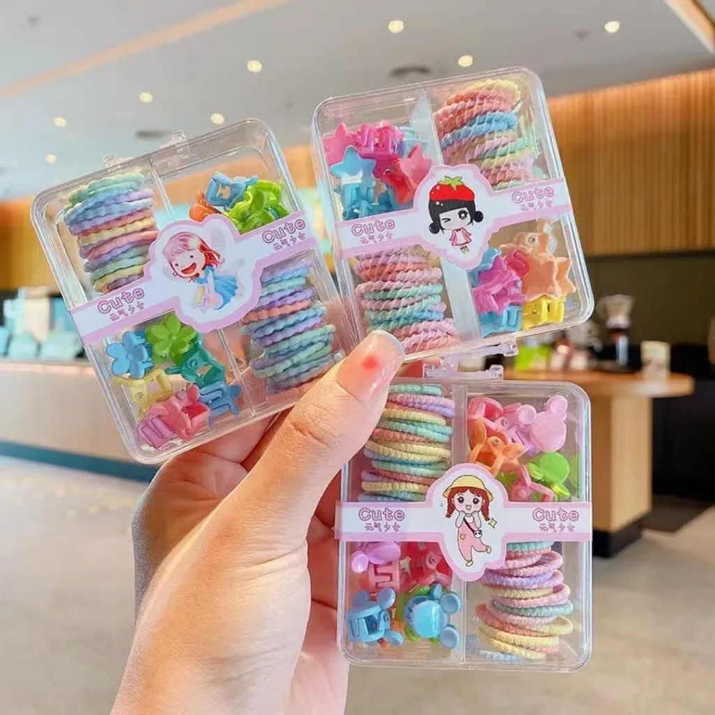 Peachy Princess Hair Clips and Small Rubber (Pack of 1)
