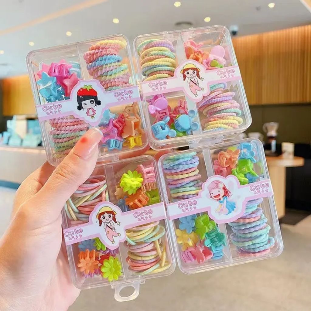 Peachy Princess Hair Clips and Small Rubber (Pack of 1)