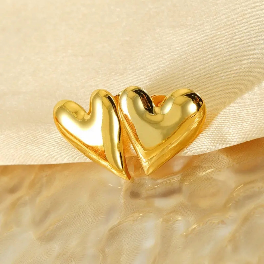 Golden Heart Stud  Earrings