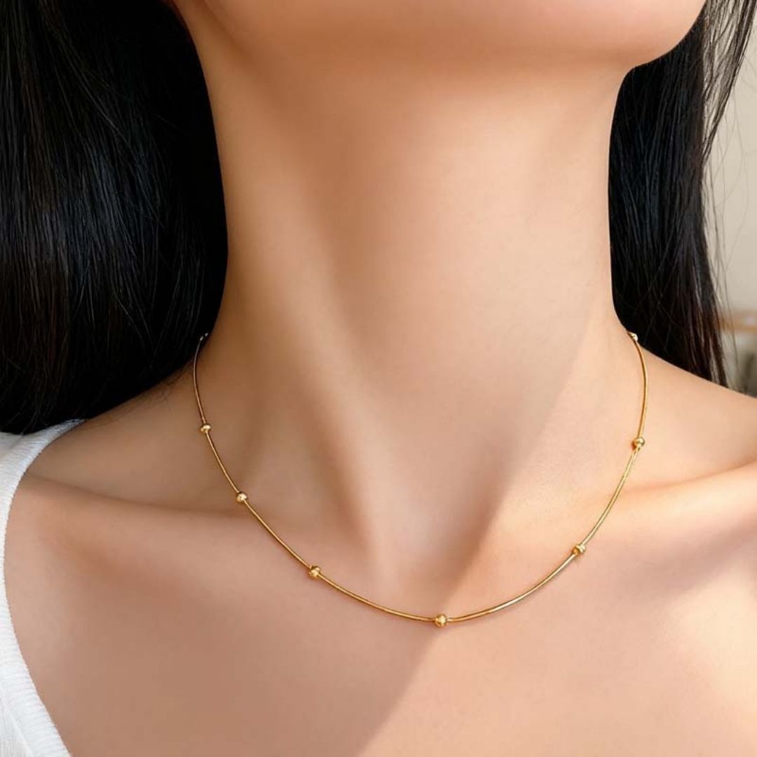 Linear Bead Snake Chain Necklace