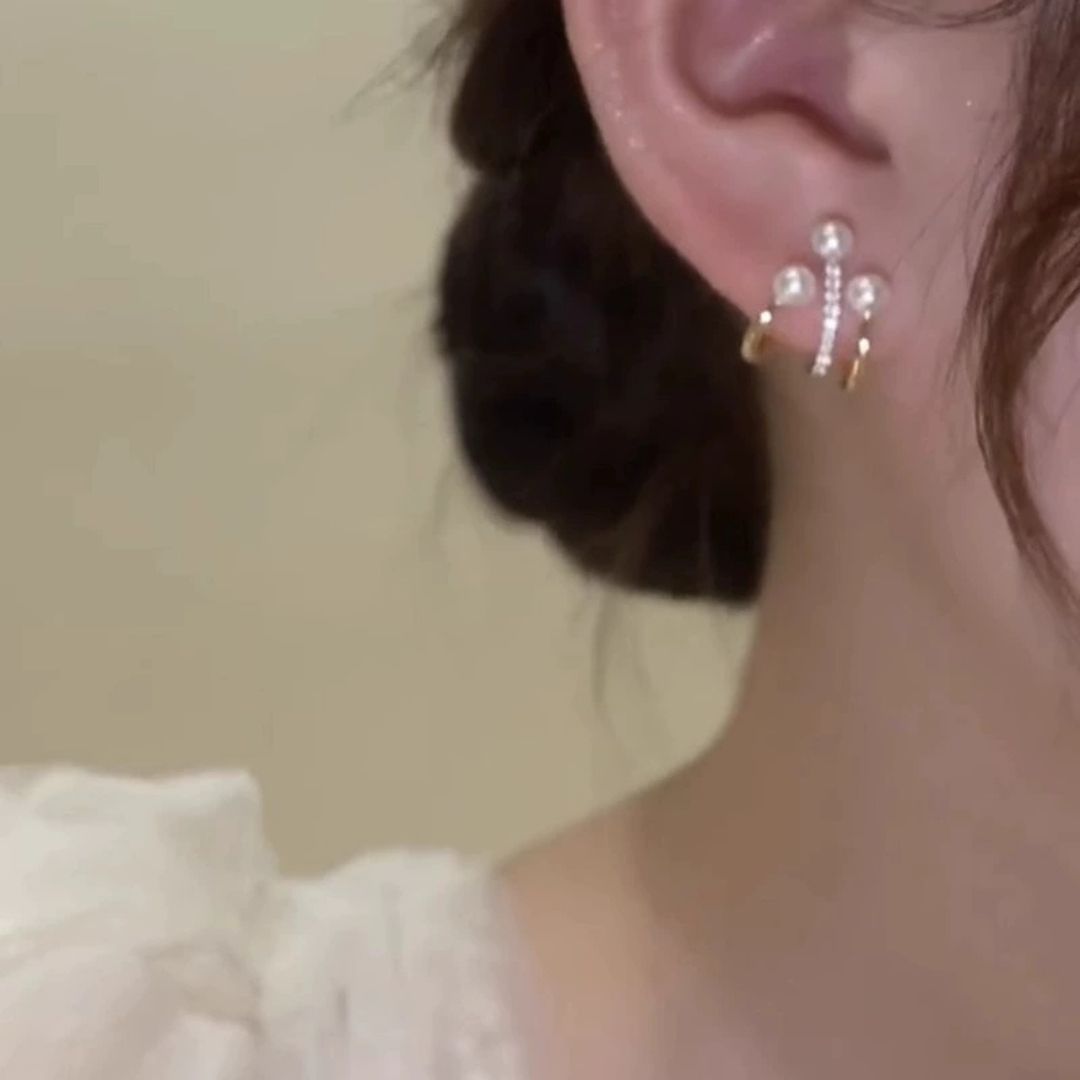 Trio Pearl Halo Earrings