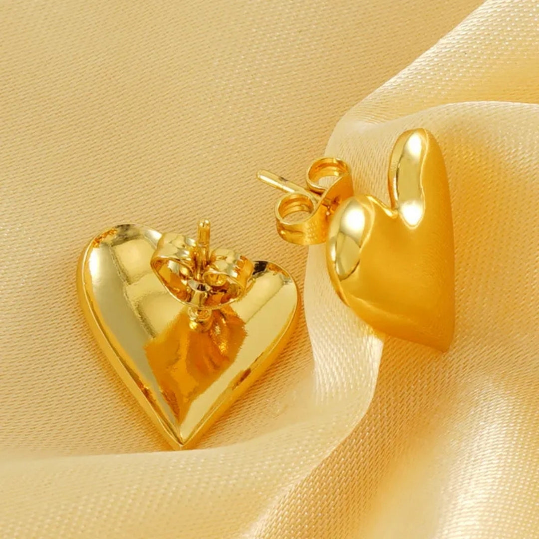 Golden Heart Stud  Earrings